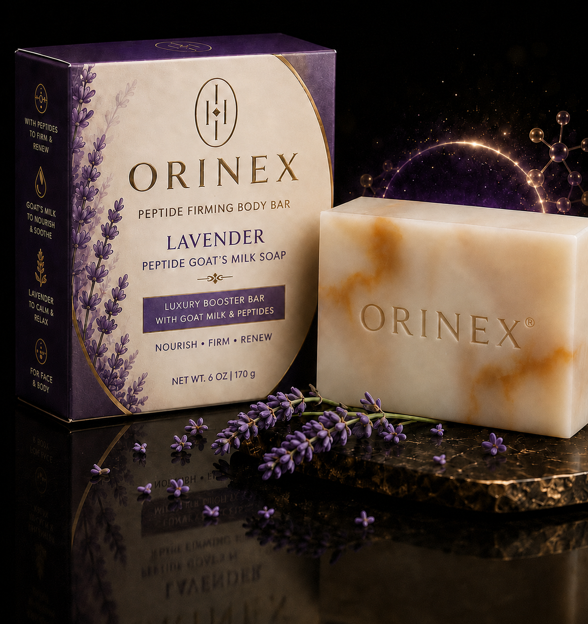 ORINEX® Lavender Cream Peptide Firming Body Bar