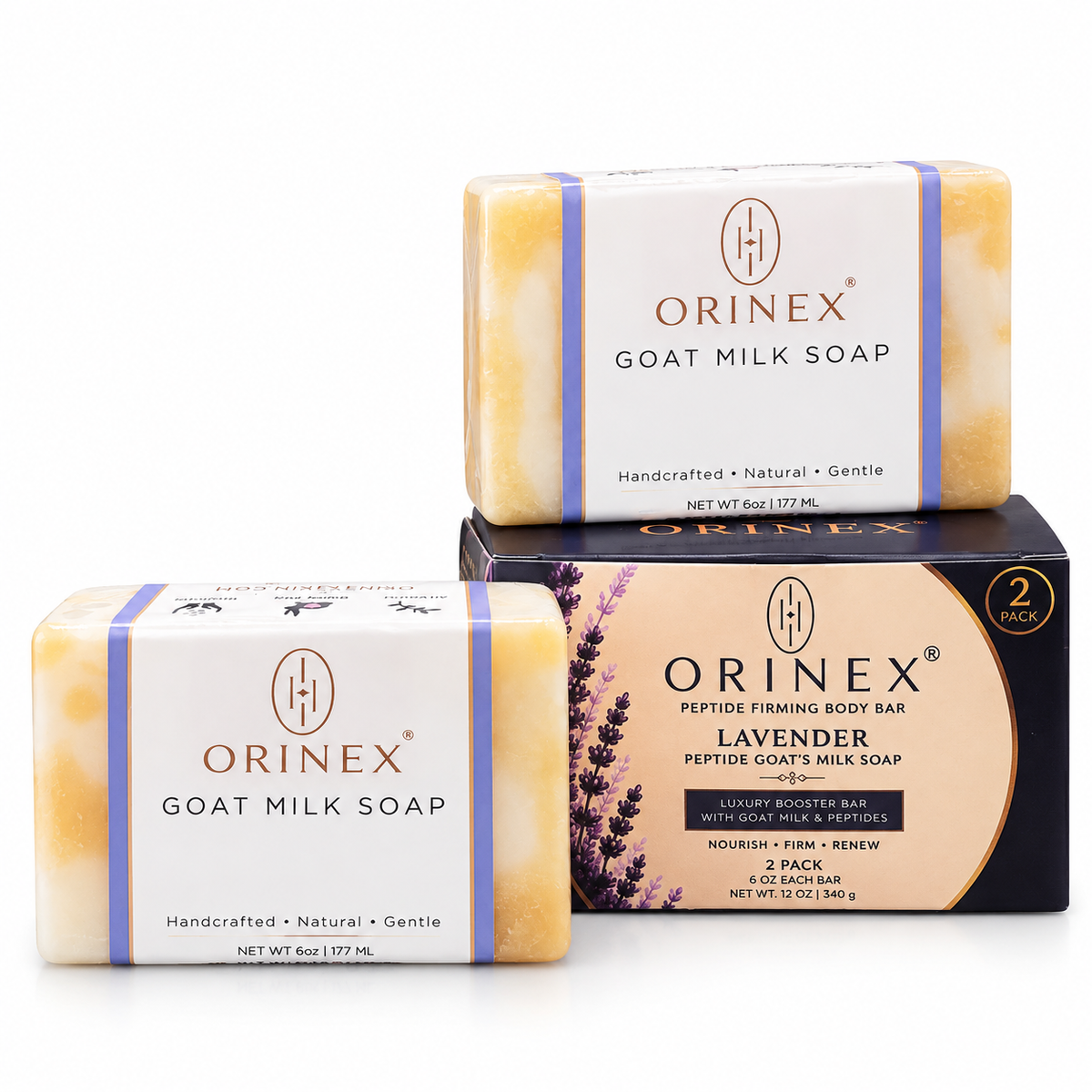 ORINEX Lavender Cream Peptide Firming Body Bar — 2 Pack