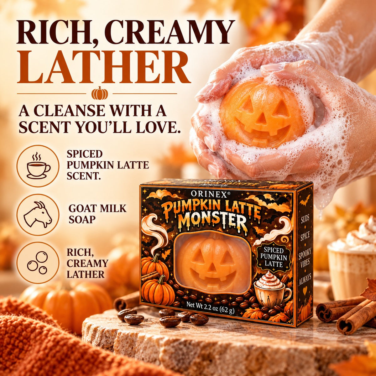 ORINEX Pumpkin Latte Monster rich creamy lather